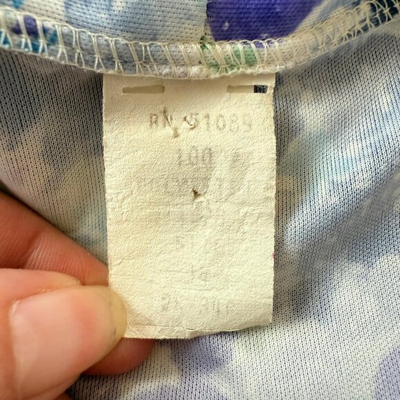 Vintage Blue Purple Green Floral Secretary Necktie Blouse Size L - Picture 11 of 13